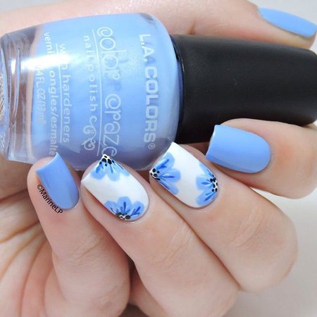 blue flower nail art - Google Search