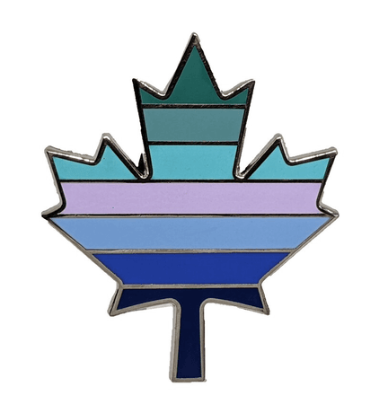 MLM Pride Canadian Maple Leaf Hard Enamel Pin in Lesbian or Gay Male LGBT+ Flag Colors | Pride Jewelry