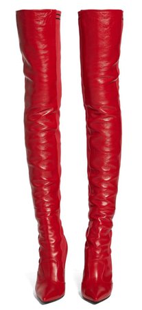 over the knee red stiletto boots