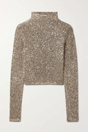 LAPOINTE Cropped sequin-embellished cashmere and silk-blend top $1,450