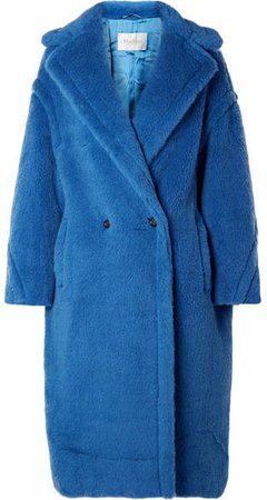 Teddy Bear Alpaca-blend Coat - Bright blue