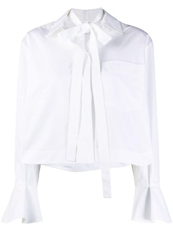 Valentino Ruffle Sleeve Blouse With Neck Tie Detail - Farfetch