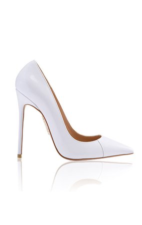 Shoes: 'PARIS' White Patent Leather Pointy Toe Heels 5"