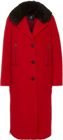 Sport Scarlett Fur-Trimmed Wool-Blend Coat Size: 6