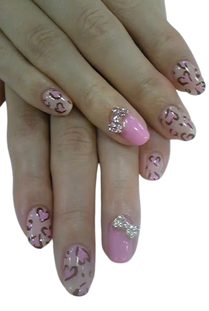 pastel leopard print gyaru nails