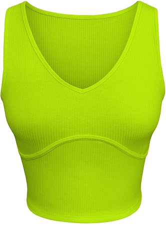 SINRGAN Women's Deep V Neck Basic Crop Tank Tops Sleeveless Ribbed Fitted Gym Sport Top at Amazon Women’s Clothing store