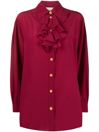 Gucci Ruffle Detail Shirt 596706ZAAOG Red | Farfetch
