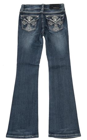 y2k bling pocket low-rise dark wash bootcut jeans