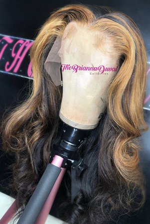 multicolored brown and black lace wig