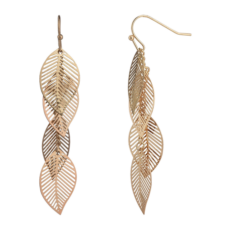 Gold Multi Filigree Leaf Drop Earring