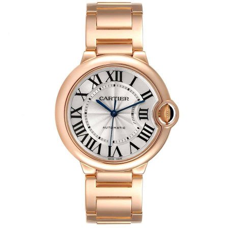 Cartier Ballon Bleu Automatic Rose Gold Ladies Watch W69004Z2 Box Card For Sale at 1stDibs