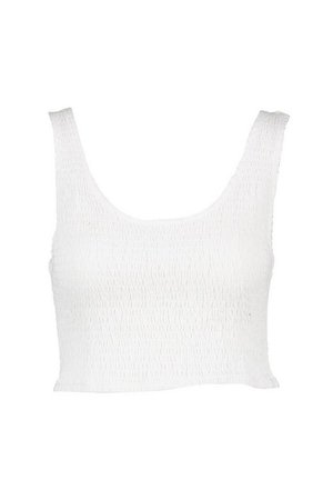 Ruched Crpped Vest Top | boohoo white