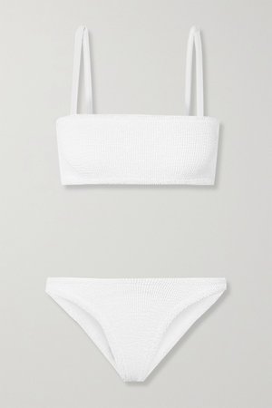 White Gigi seersucker bikini | Hunza G | NET-A-PORTER