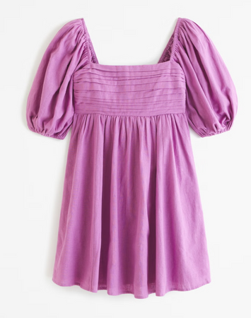 Abercrombie Linen-Blend "Emerson" Dress - Purple