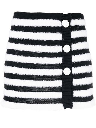 Balmain Striped Knitted button-up Skirt - Farfetch