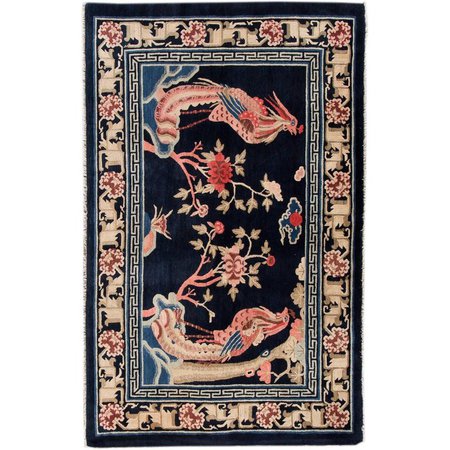 Antique Blue Chinese Deco Rug