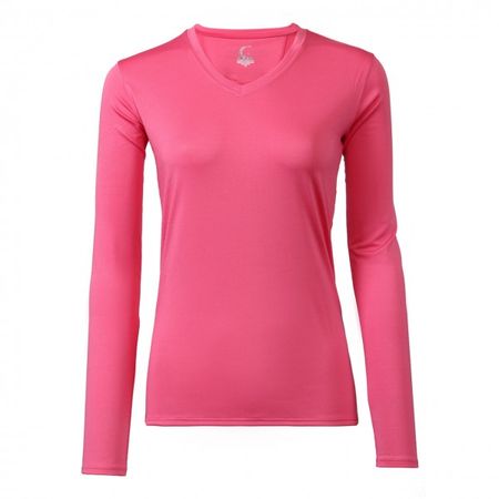 Women pink long sleeve athletic performance shirt