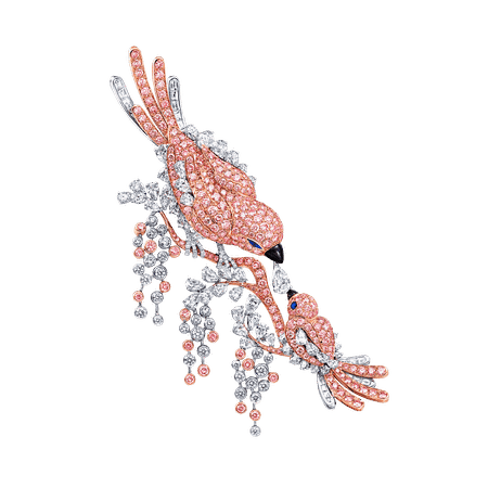 Pink and White Diamond Bird Brooch | Graff