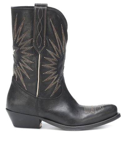 Wish Star Leather Cowboy Boots | Golden Goose - mytheresa.com