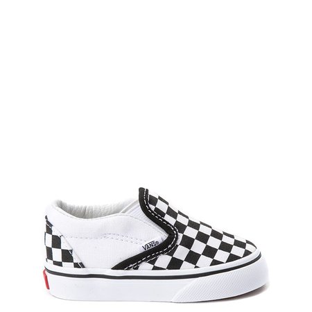 Vans Slip On Checkerboard Skate Shoe - Baby / Toddler - Black / White | Journeys Kidz