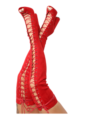 red lace up thigh high boots shoes heels