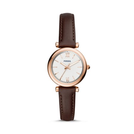 Carlie Mini Three-Hand Brown Leather Watch - Fossil