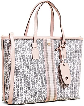 Amazon.com: Tory Burch Women's Gemini Link Canvas Small Tote, New Ivory Gemini Link, Off White, Print, One Size: Clothing