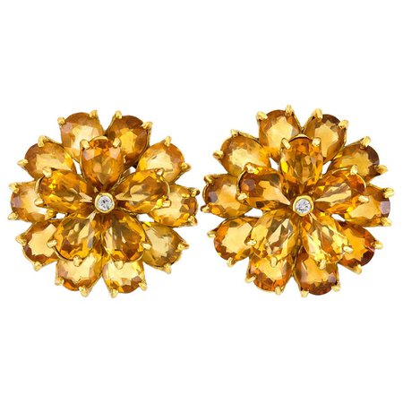 Tiffany and Co. with Citrine and Diamonds Earrings For Sale at 1stDibs