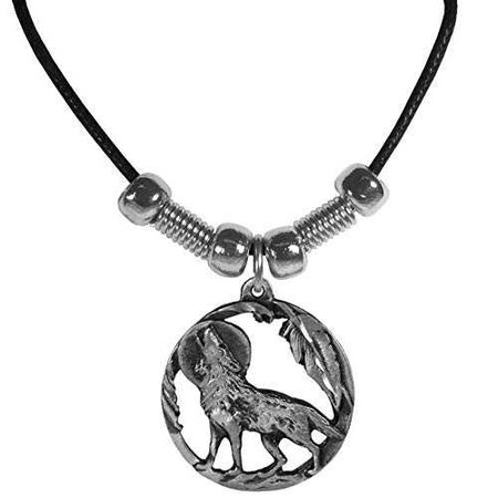 Howling Wolf Adjustable Cord Necklace | Amazon.com
