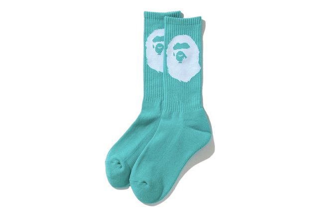 teal bape socks