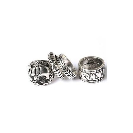 Silver Elephant Ring Set