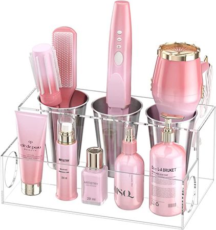 Amazon.com: NIUBEE Hair Tool Organizer, Clear Acrylic Hair Dryer and Styling Organizer, Bathroom Countertop Blow Dryer Holder, Vanity Caddy Storage Stand for Accessories, Makeup, Toiletries : Home & Kitchen