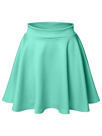 Luna Flower Women's Basic Versatile Stretchy Flared Skater Skirt Light_Green XX-Large (LFWSK0009) at Amazon Women’s Clothing store