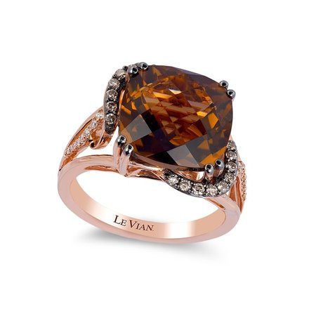 Shop Encore by Le Vian Caramel Quartz & Chocolate Diamond 14K Rose Gold Ring Size 7 - On Sale - Overstock - 31108757