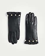 Pearlized Ruffle Cuff Gloves | Ann Taylor