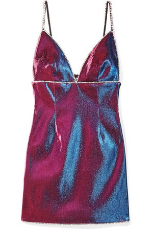 AREA | Crystal-embellished Lurex mini dress | NET-A-PORTER.COM