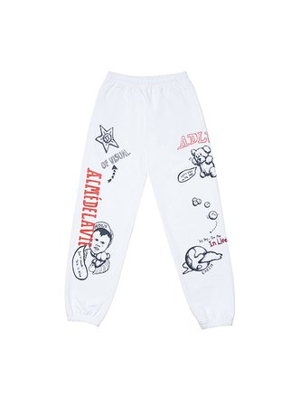 FRONT HANDPRINTING PANTS WHITE