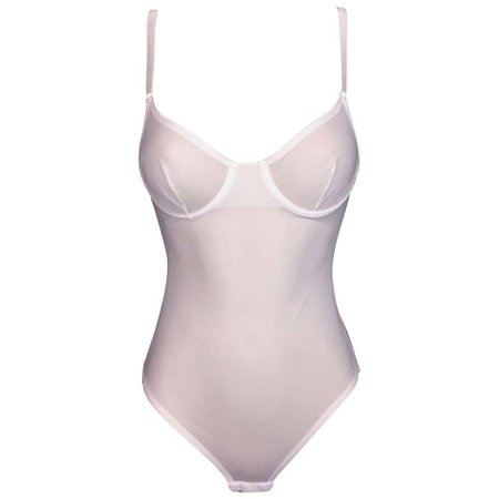 1990's Dolce and Gabbana Unworn Sheer White Underwire Bra Bodysuit Top For Sale at 1stdibs