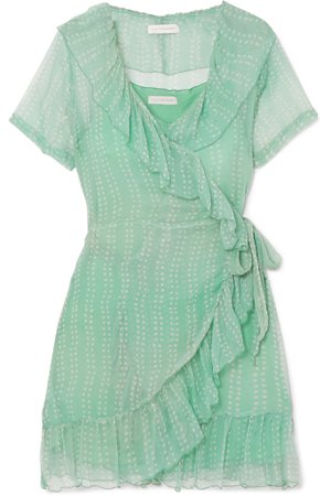 Mint Kimi printed silk-crepon wrap mini dress | Cloe Cassandro | NET-A-PORTER