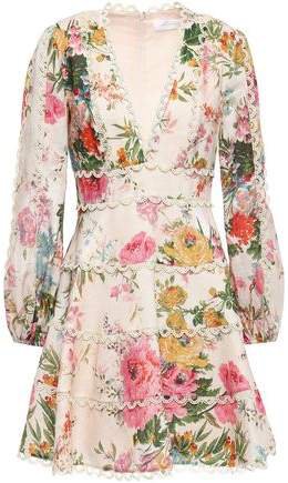 Floral-print Linen Mini Dress