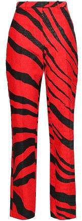 Zebra-print Jacquard Slim-leg Pants