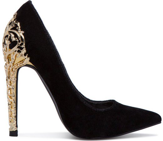 Fairy Tale Pumps With Gold Filigree Heels in Black and Red
