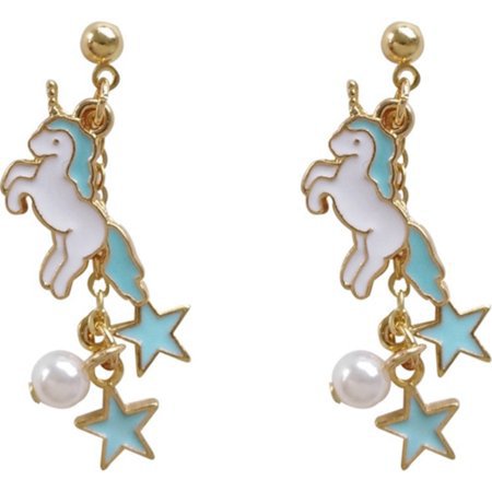 Rowena J - Unicorn Earrings Drop Dangle Blue White Pearl Star Unicorn Jewelry, J-57-B - Walmart.com