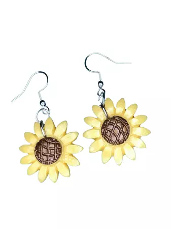 yellow sunflower daisy earrings