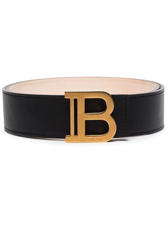 Shop black Balmain B logo-plaque buckled belt with Express Delivery - Farfetch