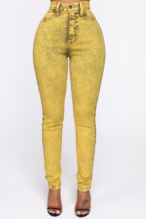 Time For Madness High Rise Skinny Jeans - Mustard – Fashion Nova