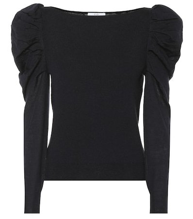 Cashmere puff-shoulder sweater