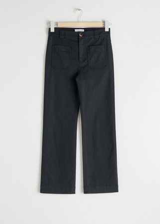 Cotton Twill Blend Trousers - Black - Trousers - & Other Stories