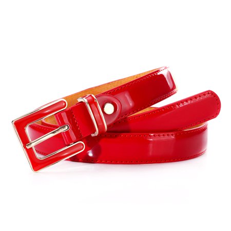 Bright Red Patent Leather Belt