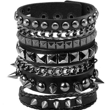 black bracelets stacked
